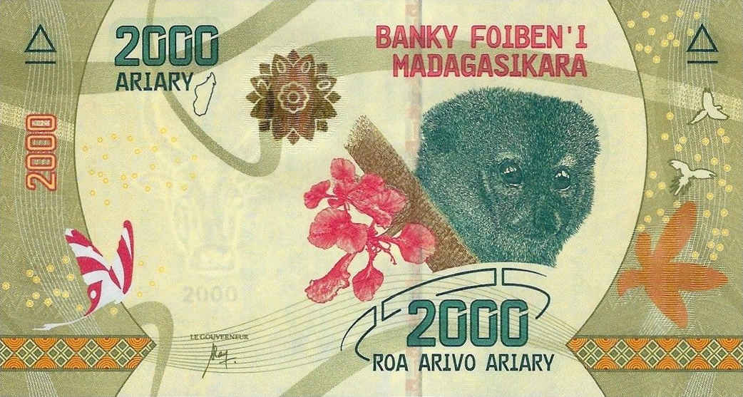 Front of Madagascar p101: 2000 Ariary from 2017