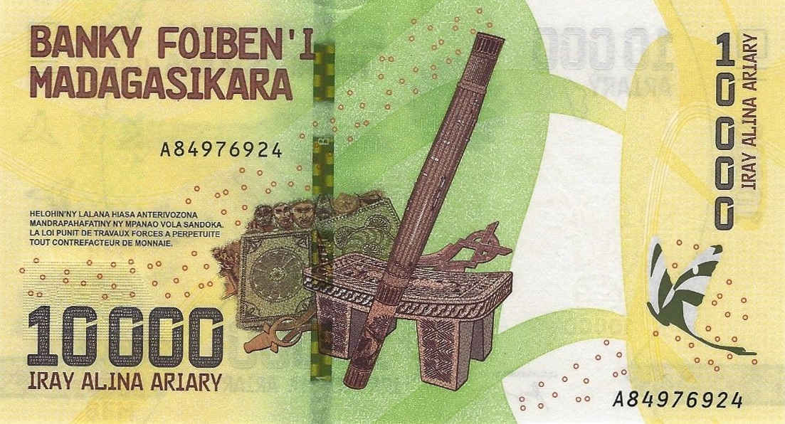 Back of Madagascar p103: 10000 Ariary from 2017