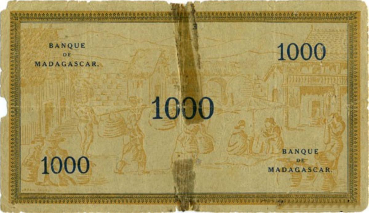 Back of Madagascar p43b: 1000 Francs from 1946