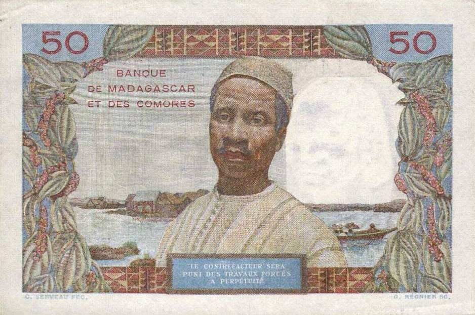 Back of Madagascar p45a: 50 Francs from 1950