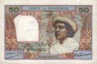 p45a from Madagascar: 50 Francs from 1950