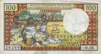 p57a from Madagascar: 100 Francs from 1966