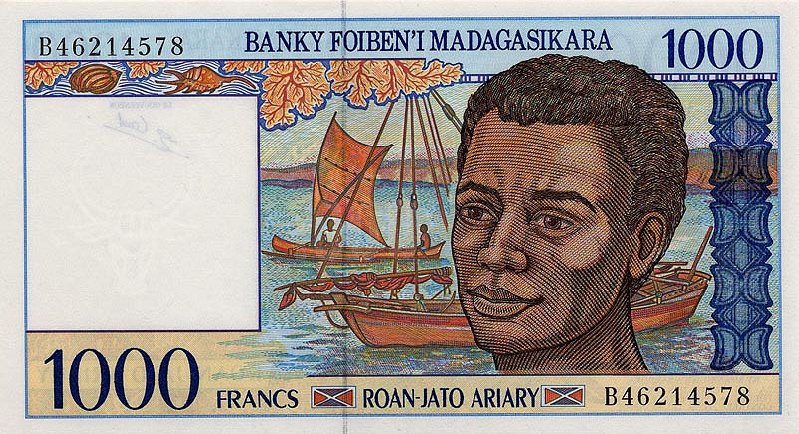 Front of Madagascar p76b: 1000 Francs from 1994