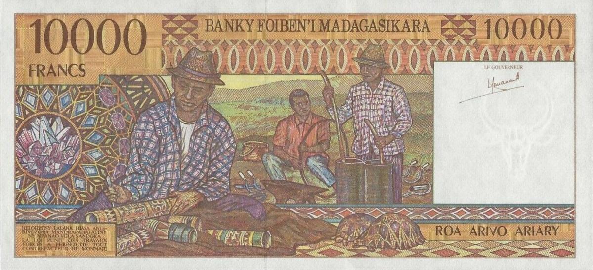 Back of Madagascar p79a: 10000 Francs from 1995