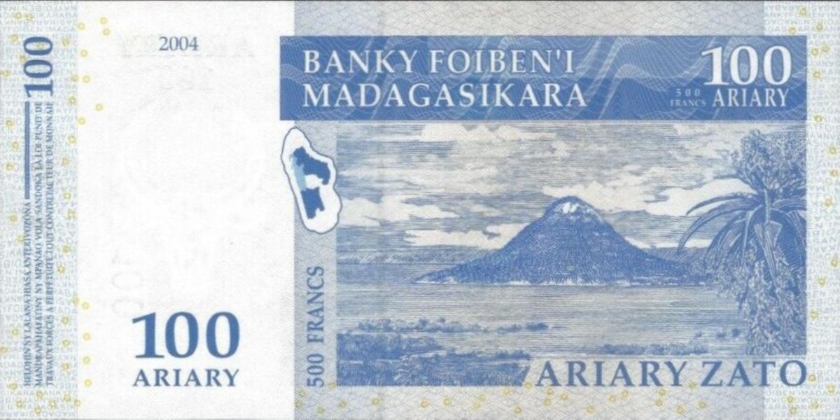 Back of Madagascar p86c: 100 Ariary from 2004