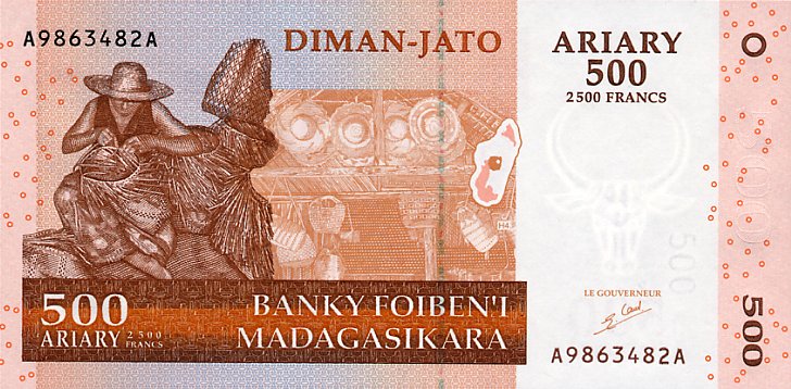 Front of Madagascar p88a: 500 Ariary from 2004