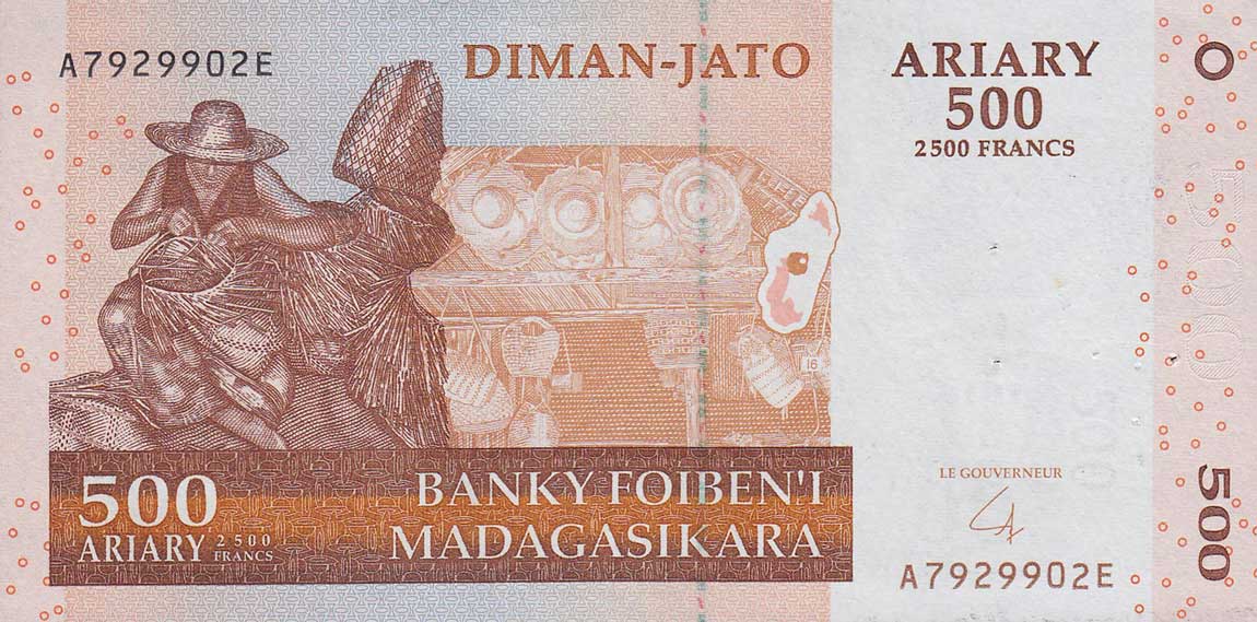 Front of Madagascar p88b: 500 Ariary from 2004