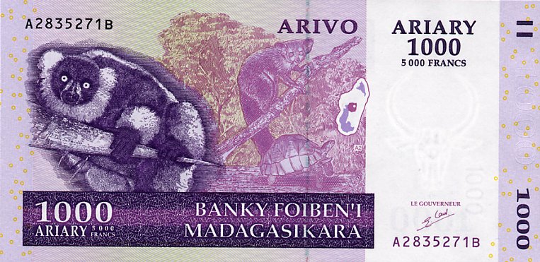 Front of Madagascar p89a: 1000 Ariary from 2004