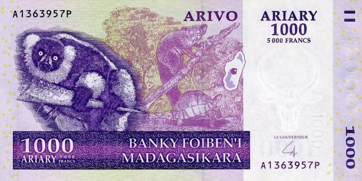 Front of Madagascar p89b: 1000 Ariary from 2004