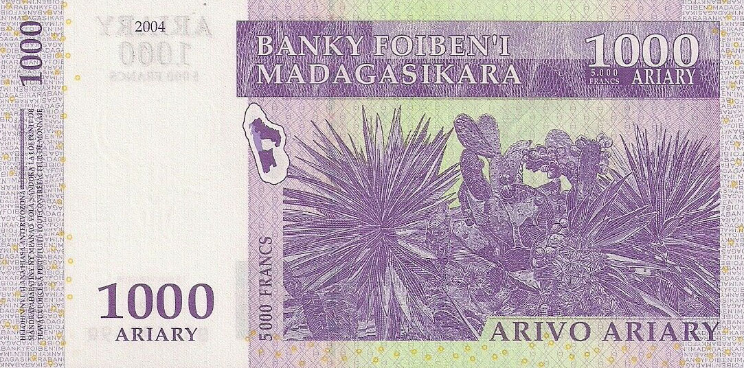 Back of Madagascar p89c: 1000 Ariary from 2004