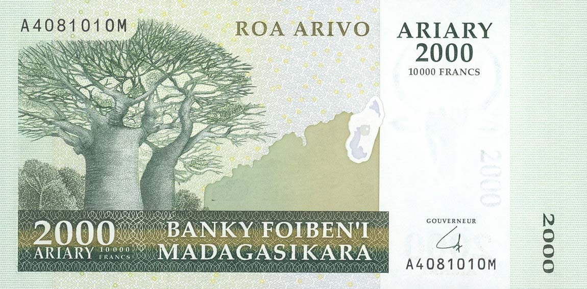 Front of Madagascar p90a: 2000 Ariary from 2006