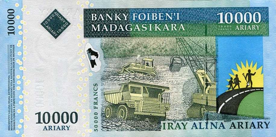 Back of Madagascar p92a: 10000 Ariary from 2006