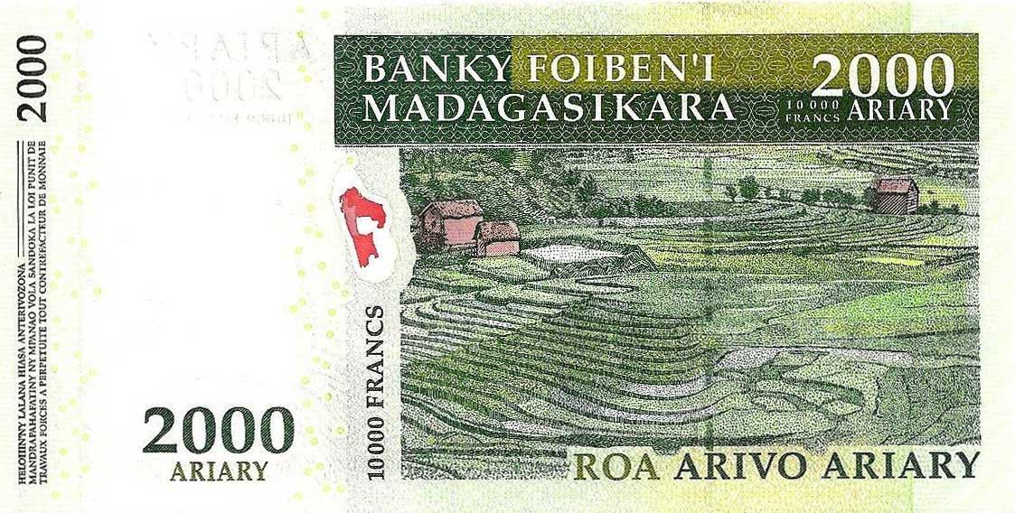 Back of Madagascar p93a: 2000 Ariary from 2007