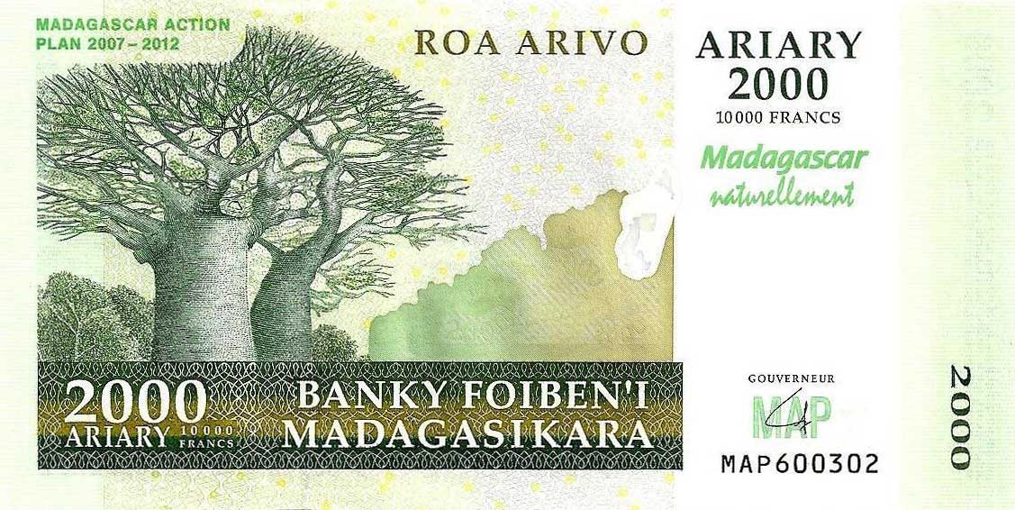 Front of Madagascar p93a: 2000 Ariary from 2007