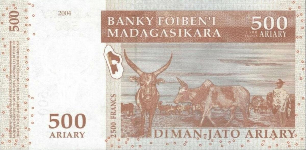 Back of Madagascar p95a: 500 Ariary from 2014