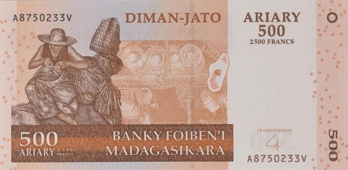 Front of Madagascar p95a: 500 Ariary from 2014