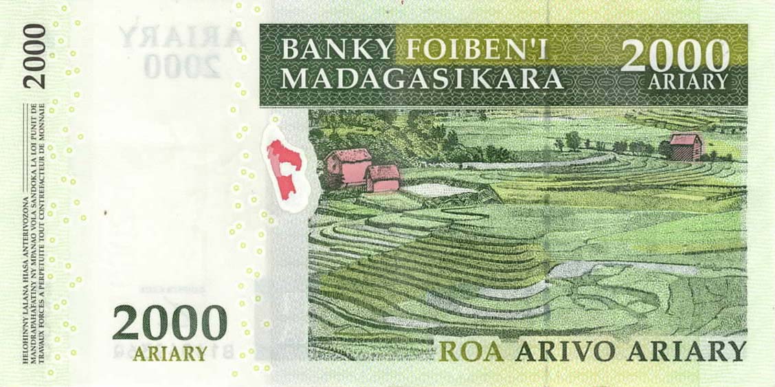 Back of Madagascar p96: 2000 Ariary from 2014