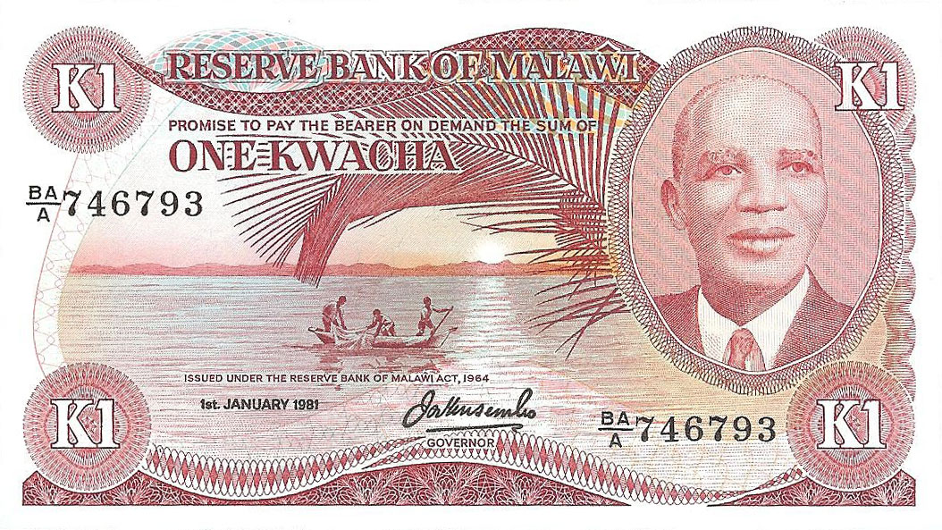 Front of Malawi p14d: 1 Kwacha from 1981