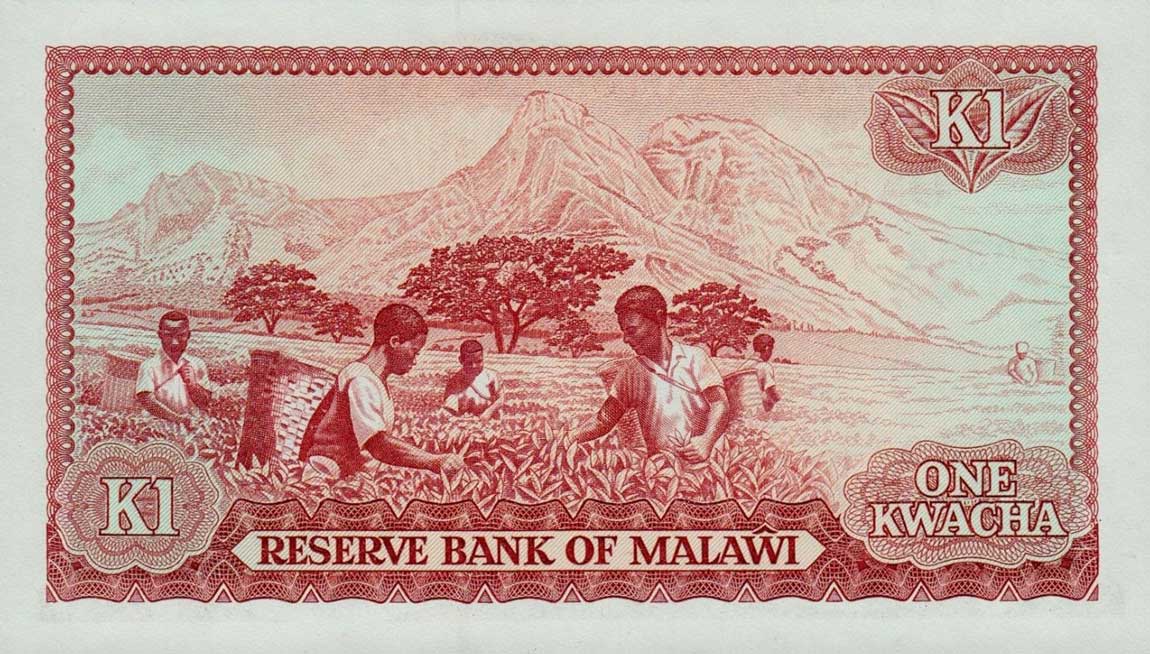 Back of Malawi p14e: 1 Kwacha from 1982