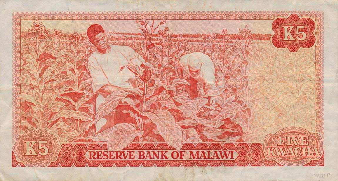 Back of Malawi p15b: 5 Kwacha from 1978