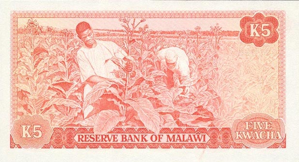 Back of Malawi p15d: 5 Kwacha from 1981
