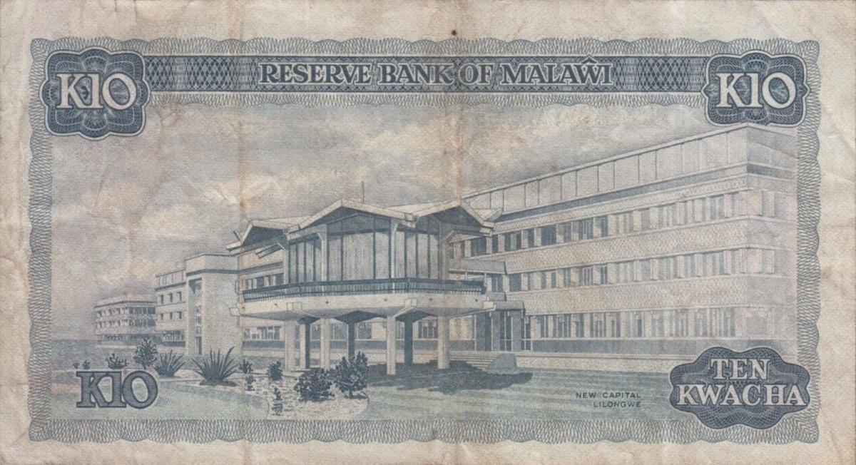 Back of Malawi p16h: 10 Kwacha from 1985