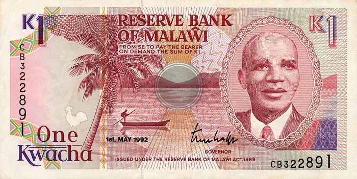Front of Malawi p23b: 1 Kwacha from 1992