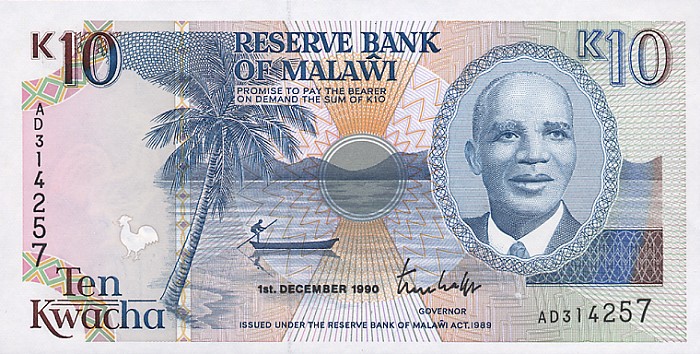 Front of Malawi p25a: 10 Kwacha from 1990