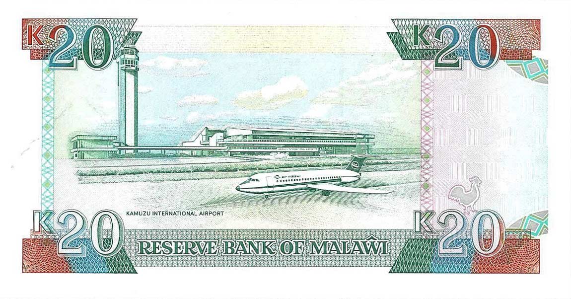Back of Malawi p26a: 20 Kwacha from 1990