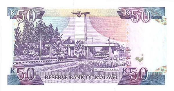 Back of Malawi p28b: 50 Kwacha from 1994