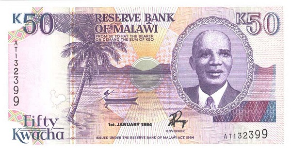 Front of Malawi p28b: 50 Kwacha from 1994