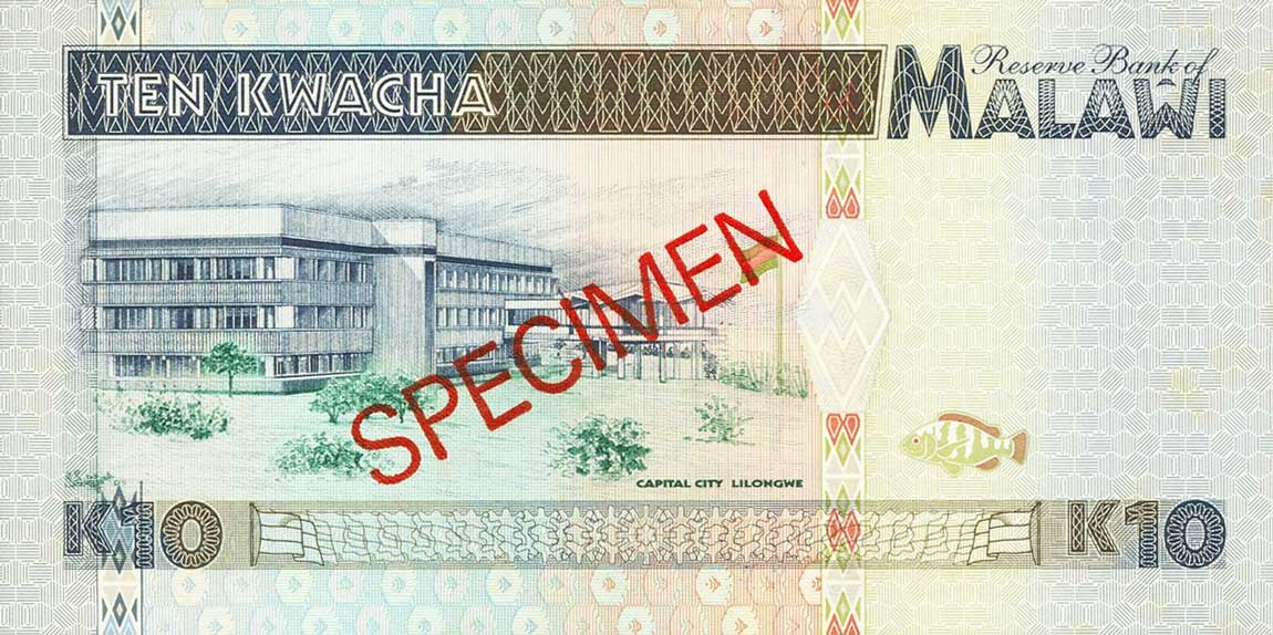 Back of Malawi p31s: 10 Kwacha from 1995