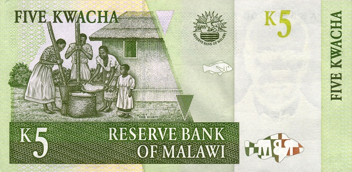 Back of Malawi p36a: 5 Kwacha from 1997