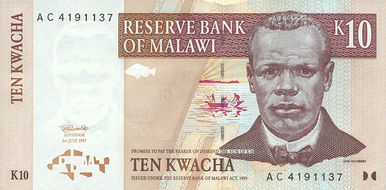 Front of Malawi p37: 10 Kwacha from 1997