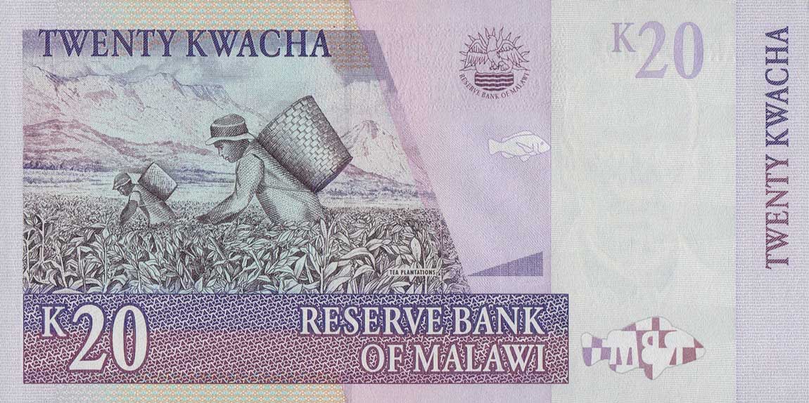 Back of Malawi p38b: 20 Kwacha from 1997