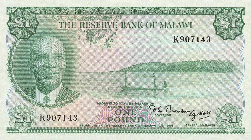 Front of Malawi p3Aa: 1 Pound from 1964