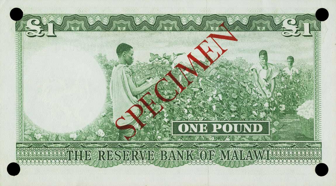 Back of Malawi p3s: 1 Pound from 1964