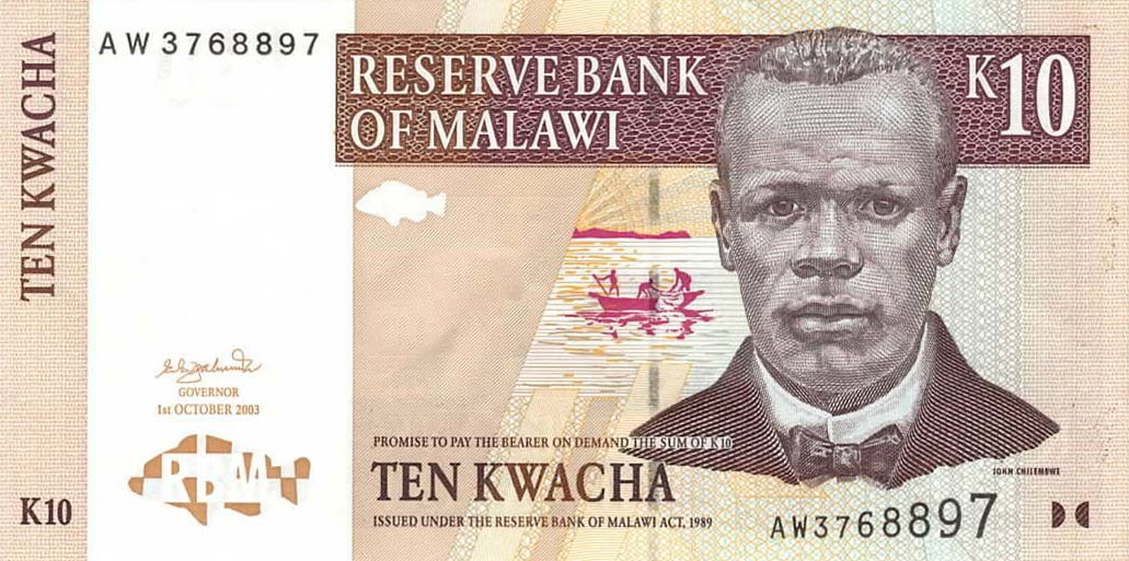 Front of Malawi p43b: 10 Kwacha from 2003