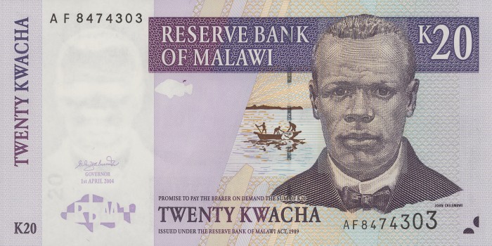 Front of Malawi p44b: 20 Kwacha from 2004