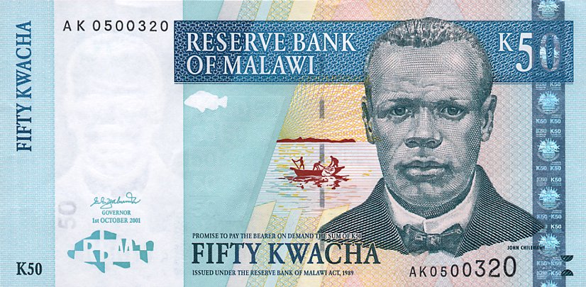 Front of Malawi p45a: 50 Kwacha from 2001