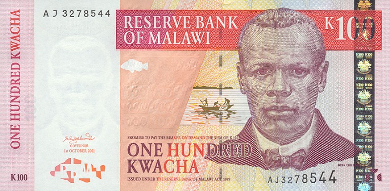 Front of Malawi p46a: 100 Kwacha from 2001