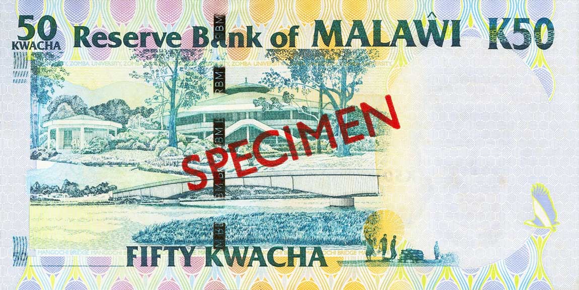 Back of Malawi p49s: 50 Kwacha from 2004