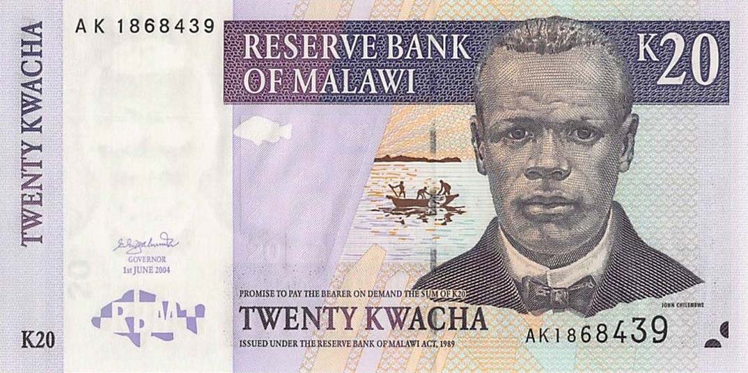 Front of Malawi p52a: 20 Kwacha from 2004