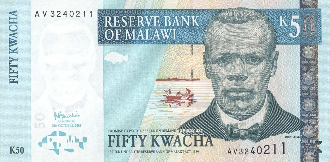 Front of Malawi p53a: 50 Kwacha from 2005