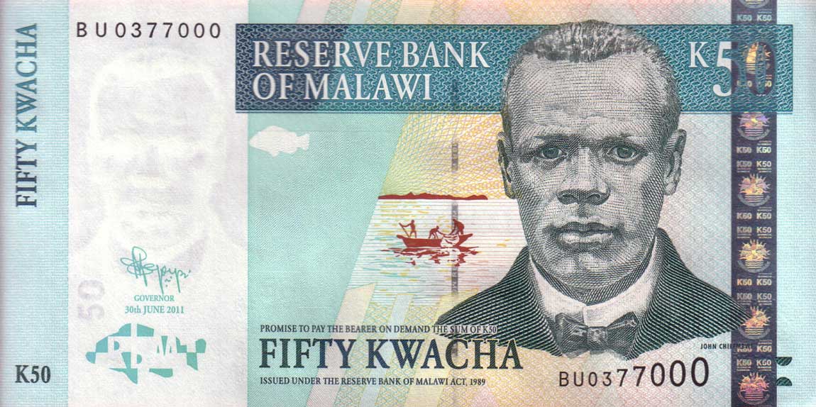 Front of Malawi p53e: 50 Kwacha from 2011