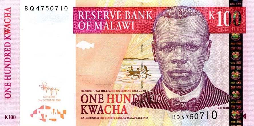 Front of Malawi p54b: 100 Kwacha from 2009