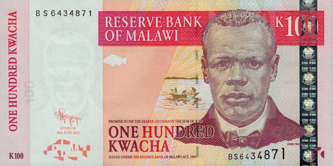 Front of Malawi p54c: 100 Kwacha from 2011