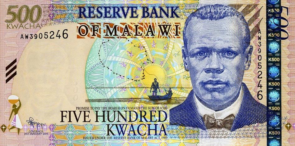 Front of Malawi p56b: 500 Kwacha from 2011