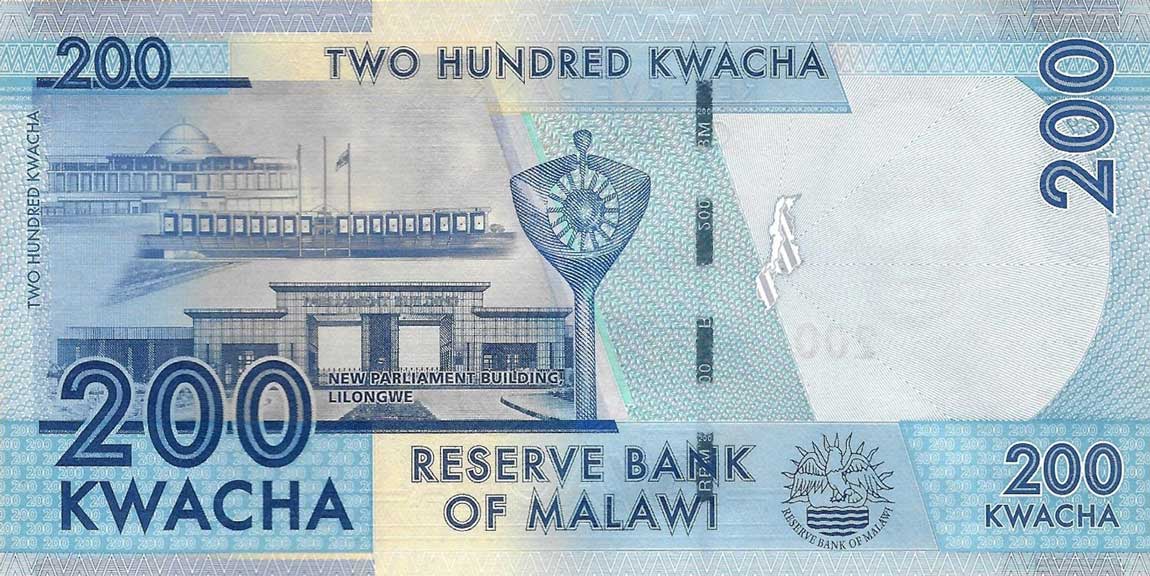 Back of Malawi p60d: 200 Kwacha from 2017