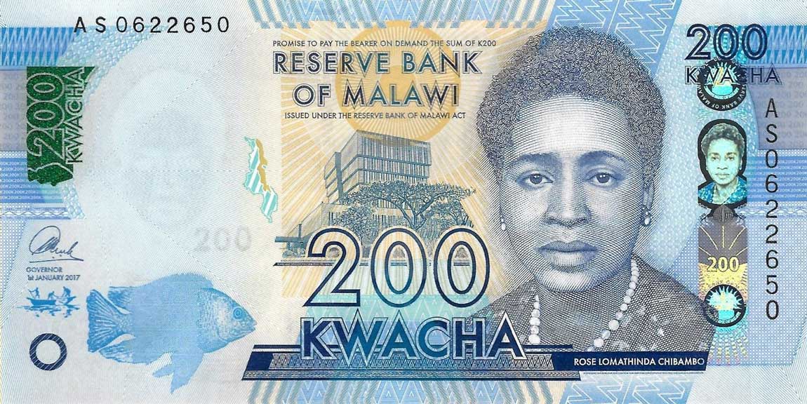 Front of Malawi p60d: 200 Kwacha from 2017